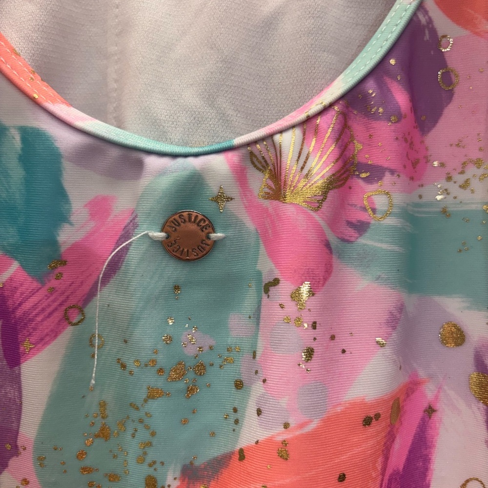 Justice Pink and Green Ruffled Blouse - Picture 2 of 4